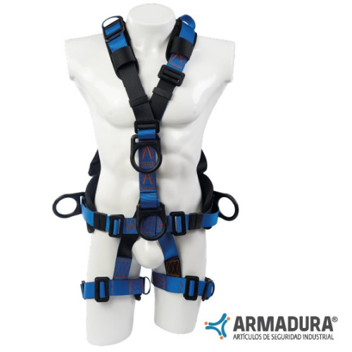 Arnés para rescate 5 argollas anticorrosivas con faja lumbar Armadura